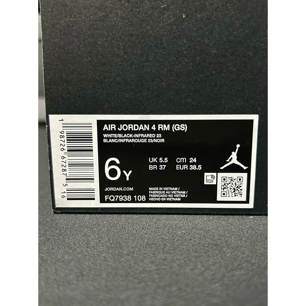 Air Jordan 4 RM GS White Smoke Grey / $125 Retail! / Size 7.5W (6Y)/ Brand New!